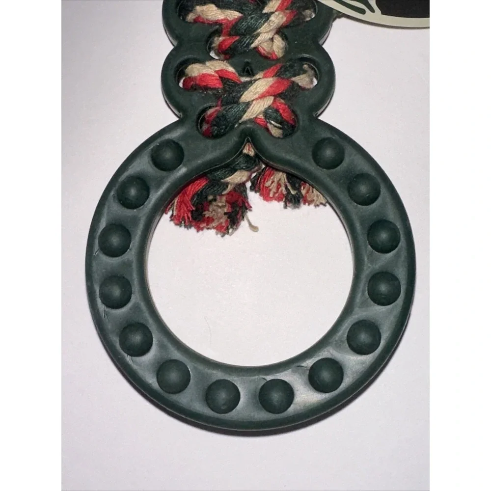 Mossy Oak Forever Pals Dog Rope Tug Toy Double‎ Ring Rubber Green Multi NWT